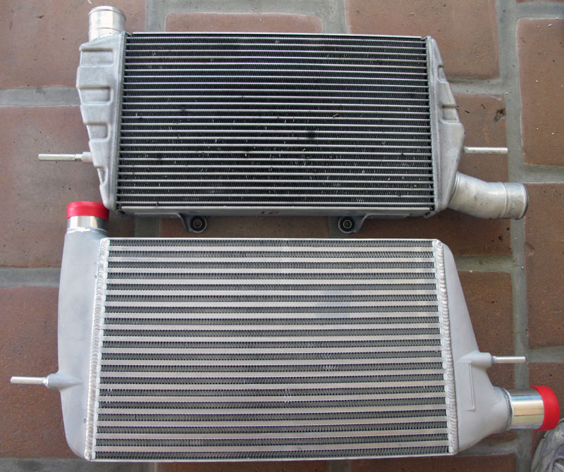 Compare faces of AMS vs OEM intercoolers.